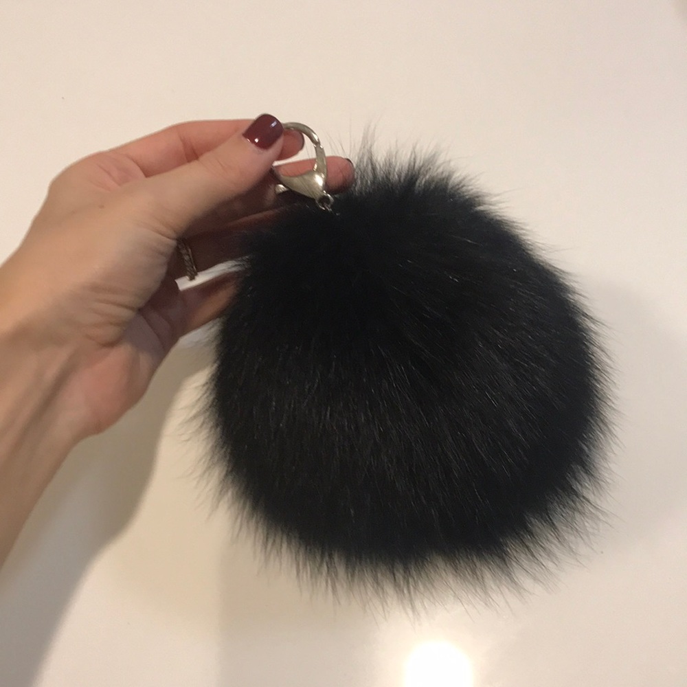 Black fur bag charm